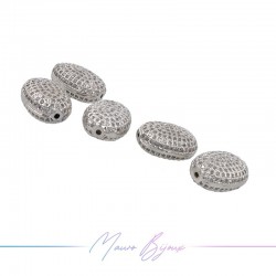 Passanti Ovale in Ottone con Zirconi Argento 14x10.5mm