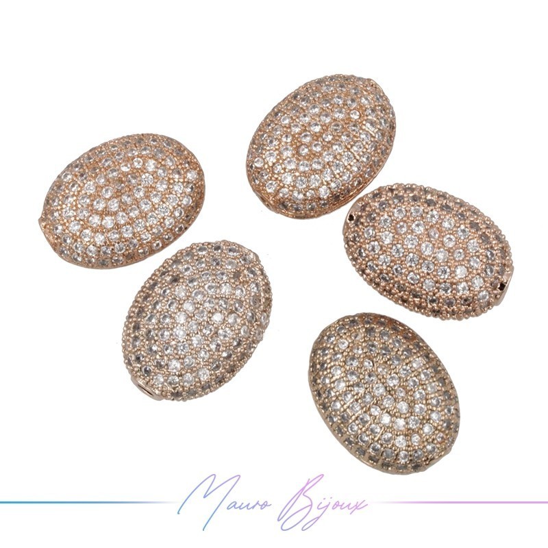 Washer Oval  in Zircon Brass Pendant Gold Rose 14x10.5mm Washer Oval  in Zircon Brass Pendant Gold Rose 14x10.5mm