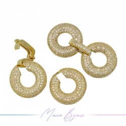 Closure Two Circles in Brass Penant with Zircon Gold 38.2x18.2mm