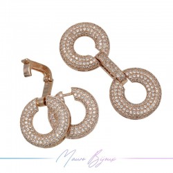 Chiusura Due Cerchi in Ottone con Zirconi Oro Rosa 51.3x23.5mm