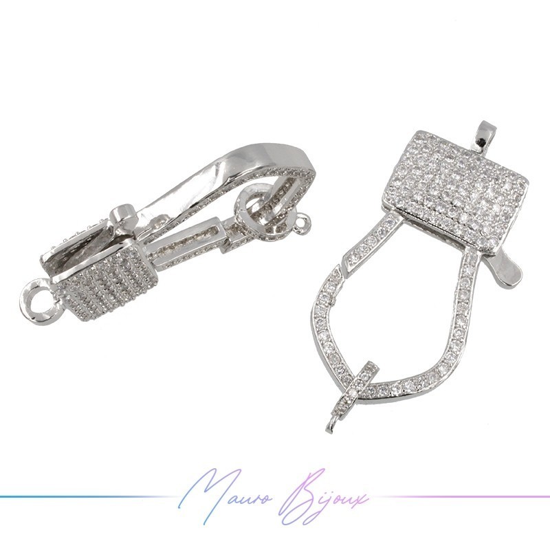 Closure Mod A in Brass Pendant with Zircon Silver 21.5x38mm