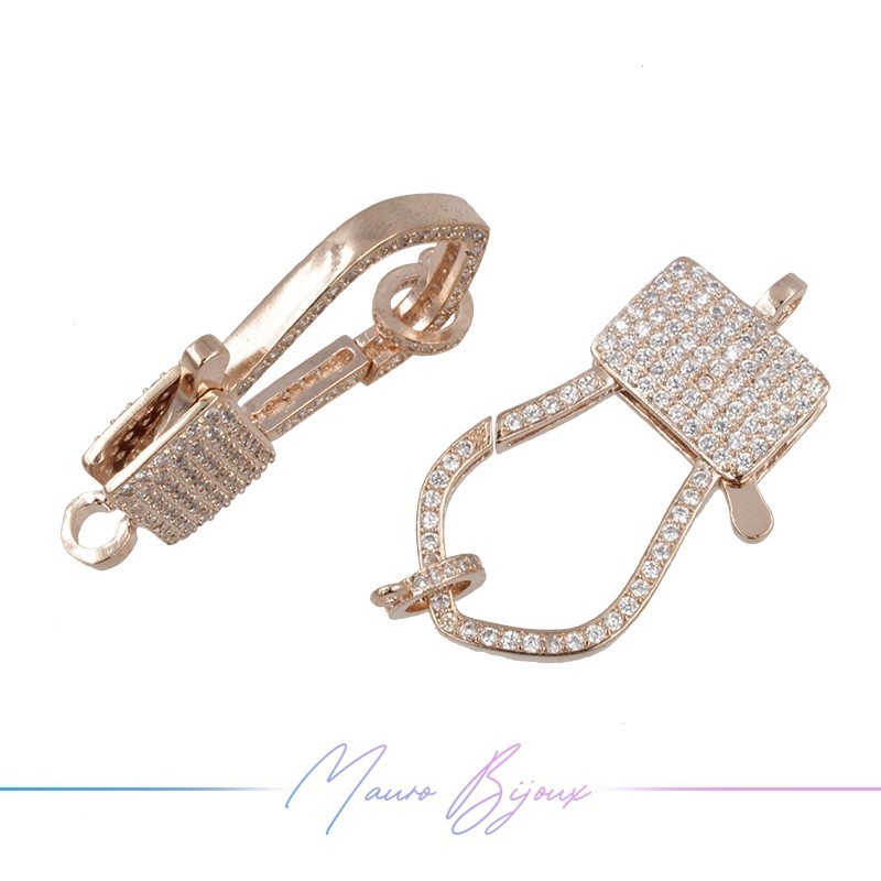 Chiusura Mod A in Ottone con Zirconi Oro Rosa 21.5x38mm