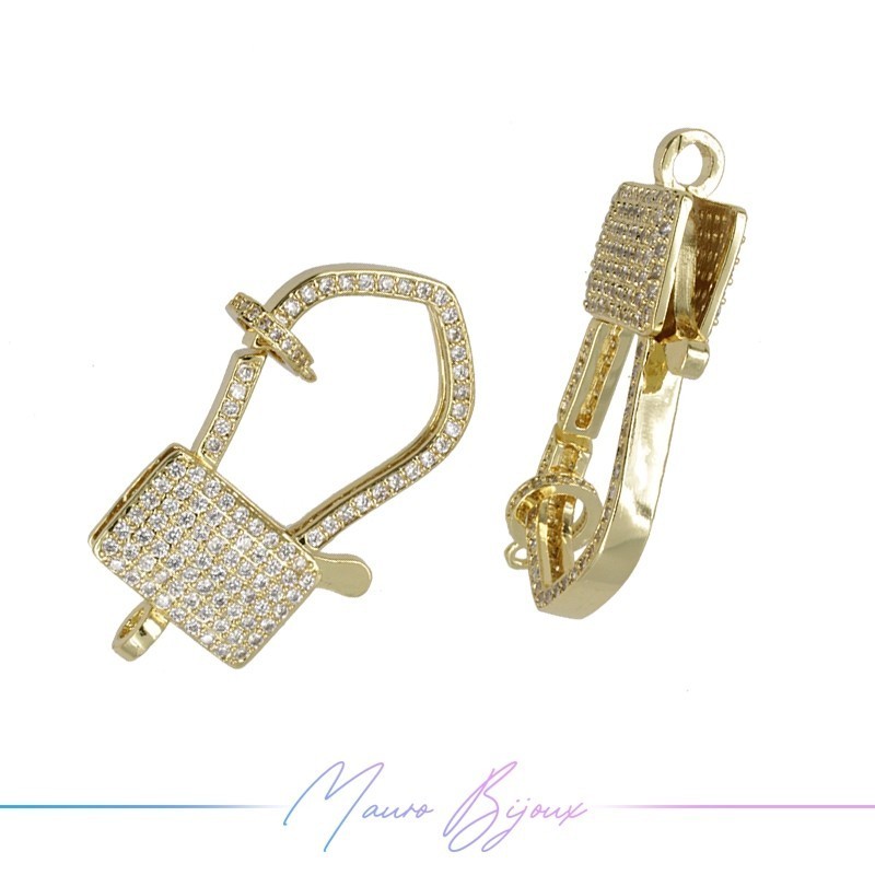 Chiusura Mod A in Ottone con Zirconi Dorato 21.5x38mm