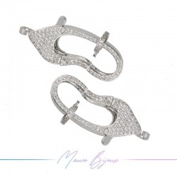 Closure Mod B in Brass Pendant with Zircon Silver 37.5x15.5mm