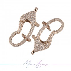 Closure Mod B in Brass Pendant with Zircon Gold Rose 37.5x15.5mm