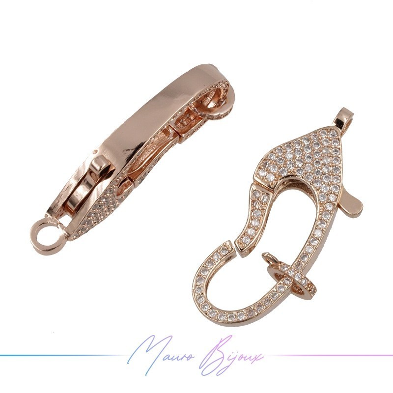 Closure Mod B in Brass Pendant with Zircon Gold Rose 37.5x15.5mm