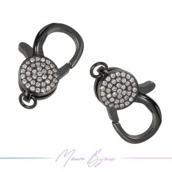 Closure Mod C in Brass Pendant with Zircon Gun Metal 17x22mm
