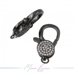 Closure Mod C in Brass Pendant with Zircon Gun Metal 17x22mm