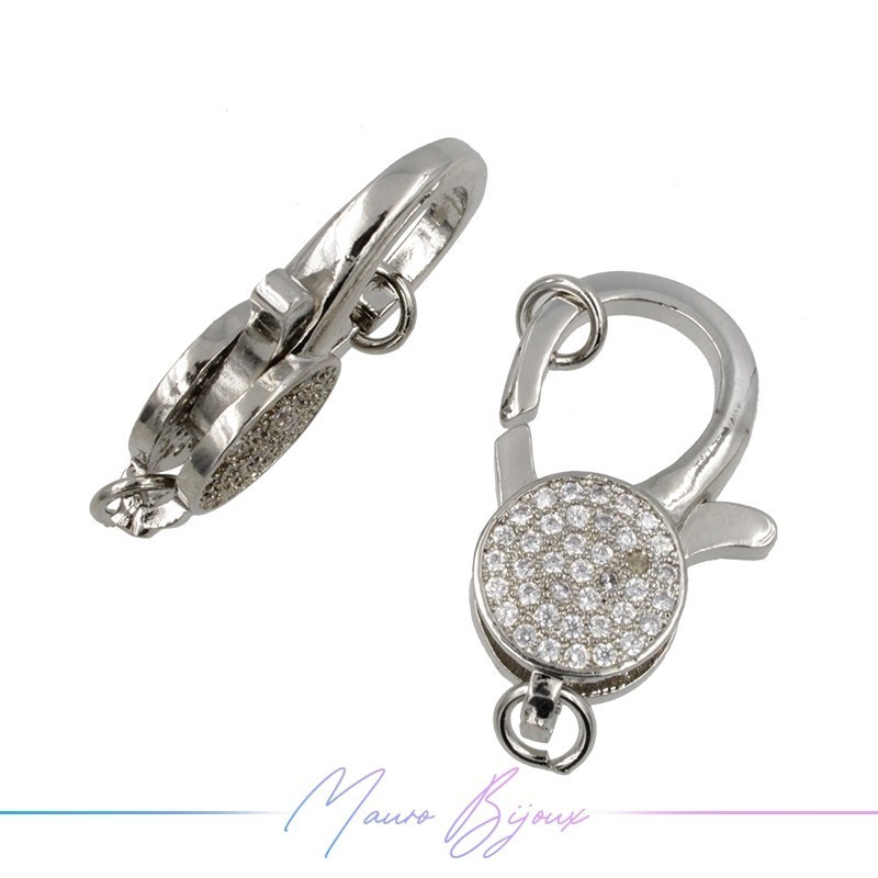 Chiusura Mod C in Ottone con Zirconi Argento17x22mm