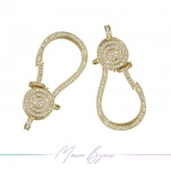 Chiusura Mod D in Ottone con Zirconi Dorato 24x50mm