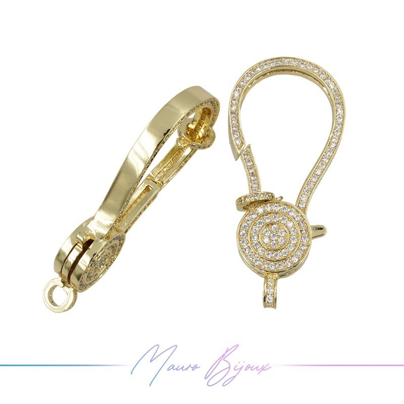 Closure Mod D in Brass Pendant with Zircon Gold 24x50mm