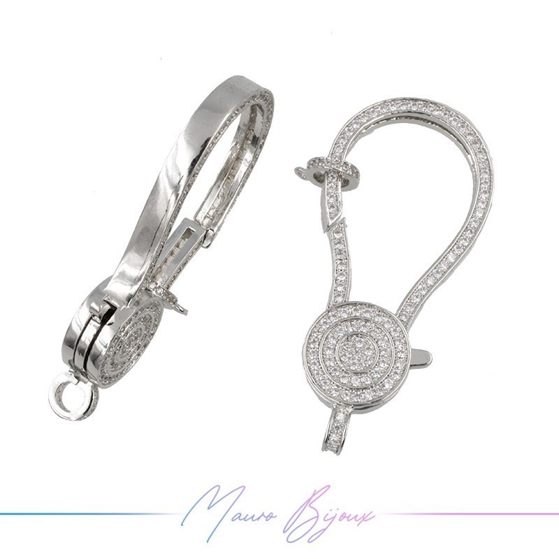 Closure Mod D in Brass Pendant with Zircon Silver 24x50mm