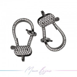 Closure Mod E in Brass Pendant with Zircon Gun Metal 33.7x19mm