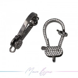 Closure Mod E in Brass Pendant with Zircon Gun Metal 33.7x19mm