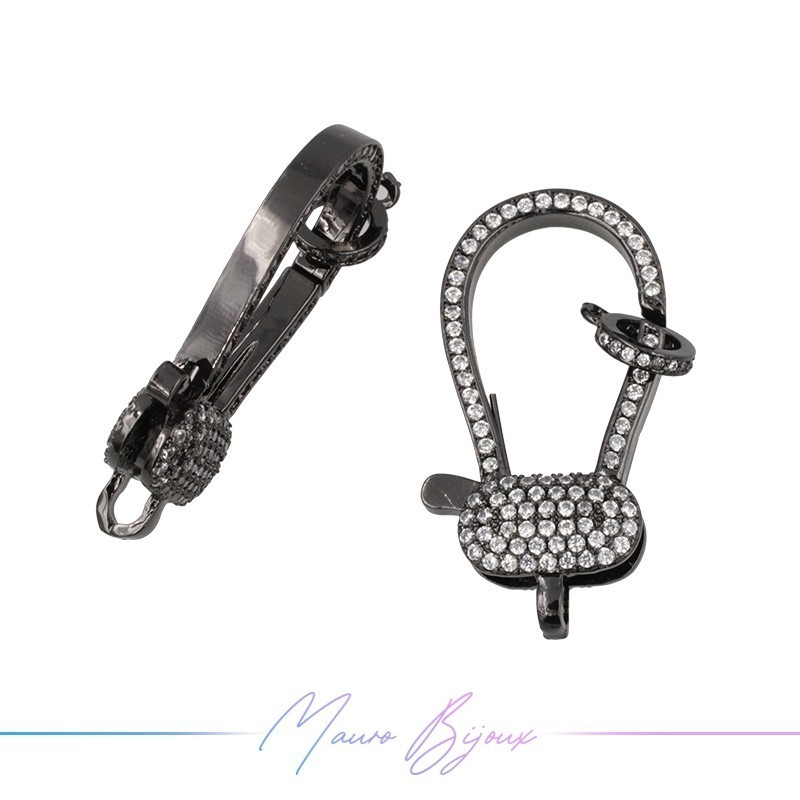Closure Mod E in Brass Pendant with Zircon Gun Metal 33.7x19mm