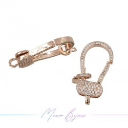 Chiusura Mod E in Ottone con Zirconi Oro Rosa 33.7x19mm