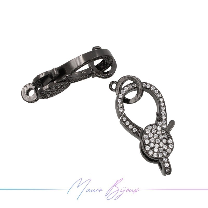 Closure Mod F in Brass Pendant with Zircon Gun Metal 15x25mm