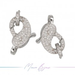 Chiusura Mod G in Ottone con Zirconi Argento 20x14mm