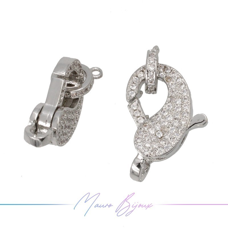 Chiusura Mod G in Ottone con Zirconi Argento 20x14mm