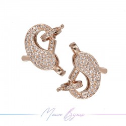 Closure Mod G in Brass Pendant with Zircon Gold Rose 20x14mm