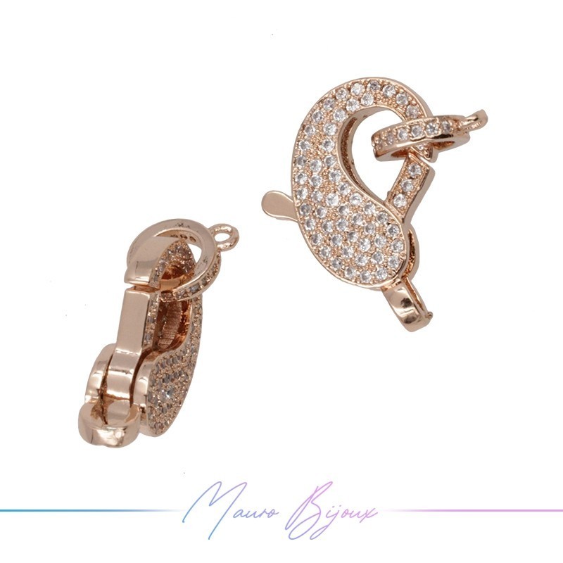 Chiusura Mod G in Ottone con Zirconi Oro Rosa20x14mm
