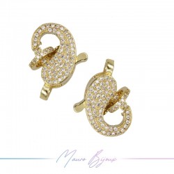 Chiusura Mod G in Ottone con Zirconi Dorato 20x14mm