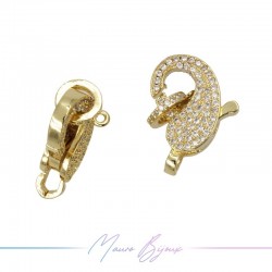 Chiusura Mod G in Ottone con Zirconi Dorato 20x14mm