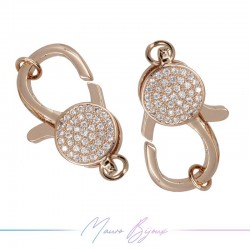 Chiusura Mod H  in Ottone con Zirconi Oro Rosa 30x19mm