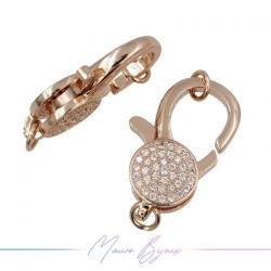 Chiusura Mod H  in Ottone con Zirconi Oro Rosa 30x19mm