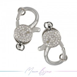 Chiusura Mod H  in Ottone con Zirconi Argento 30x19mm