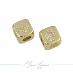 Letters Washers in Brass with Strass Hand of Fatima Gold