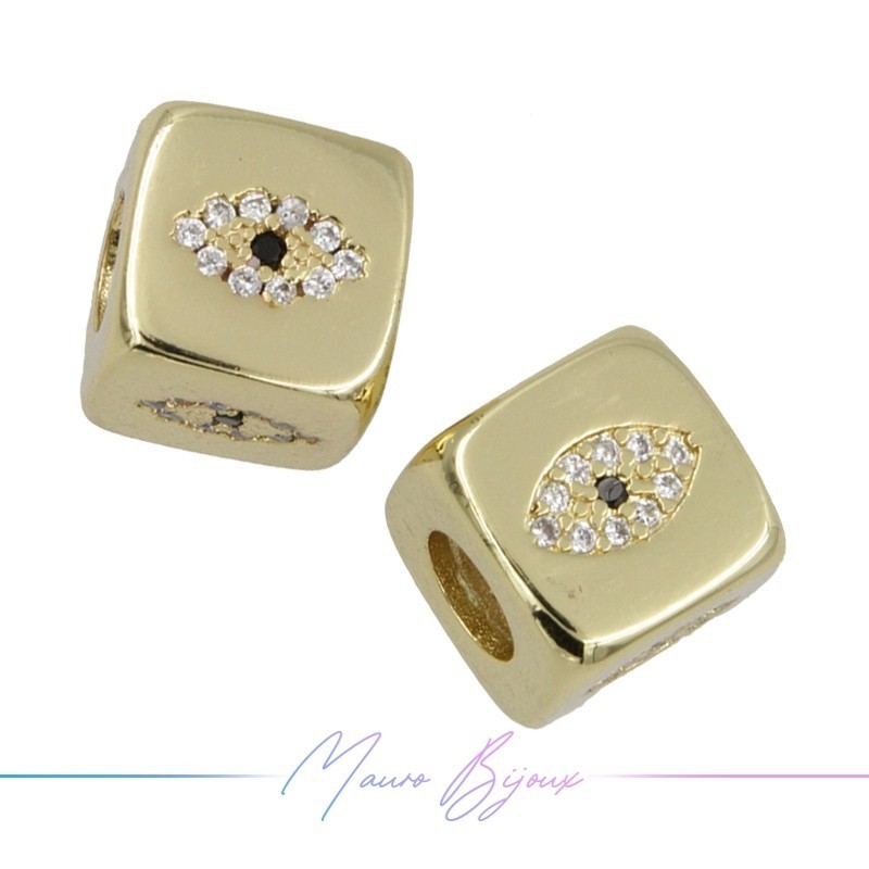 Letterine Passanti in Ottone con Strass Occhio Dorato