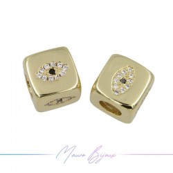 Letters Washers in Brass with Strass Eye Gold