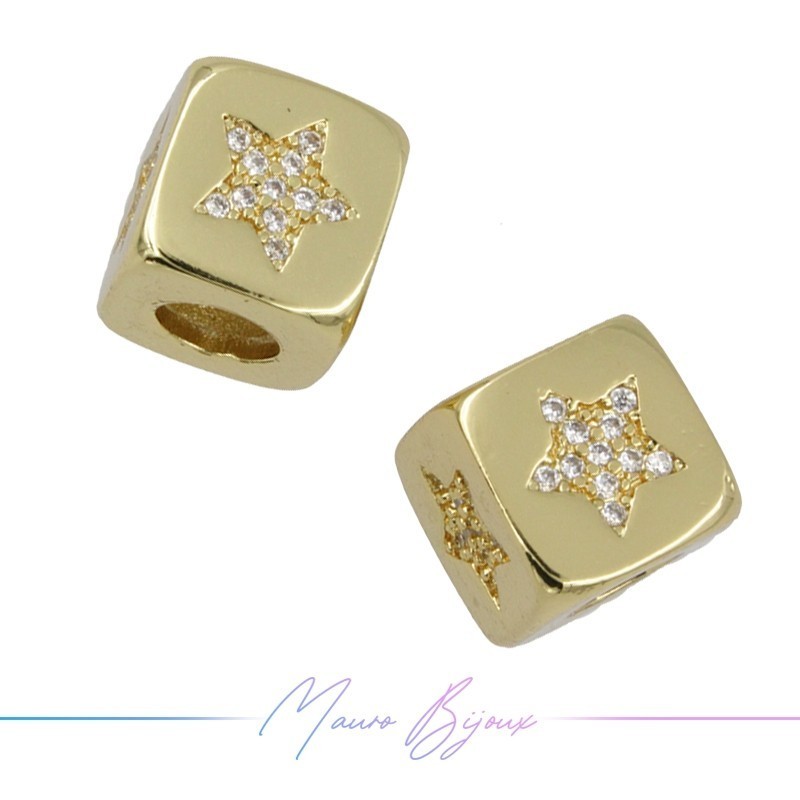 Letterine Passanti in Ottone con Strass Stella Dorato