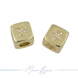 Letterine Passanti in Ottone con Strass Stella Dorato