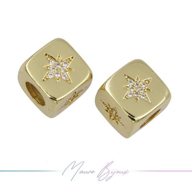 Letters Washers in Brass with Strass Two Stars Gold