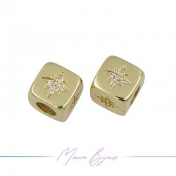 Letters Washers in Brass with Strass Two Stars Gold