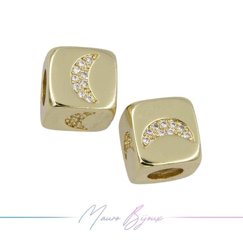 Letters Washers in Brass with Strass Moon Gold