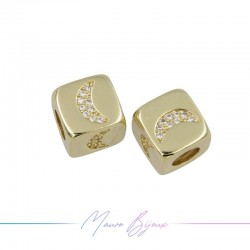 Letters Washers in Brass with Strass Moon Gold