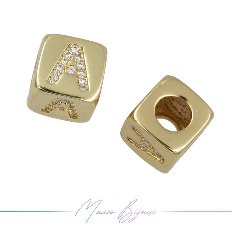 Letterine A Passanti in Ottone con Strass Dorato