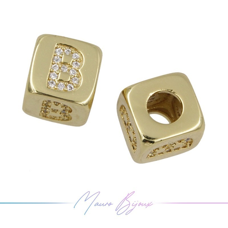 Letterin B Passanti in Ottone con Strass Dorato