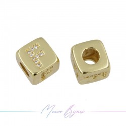 Letterine F Passanti in Ottone con Strass Dorato