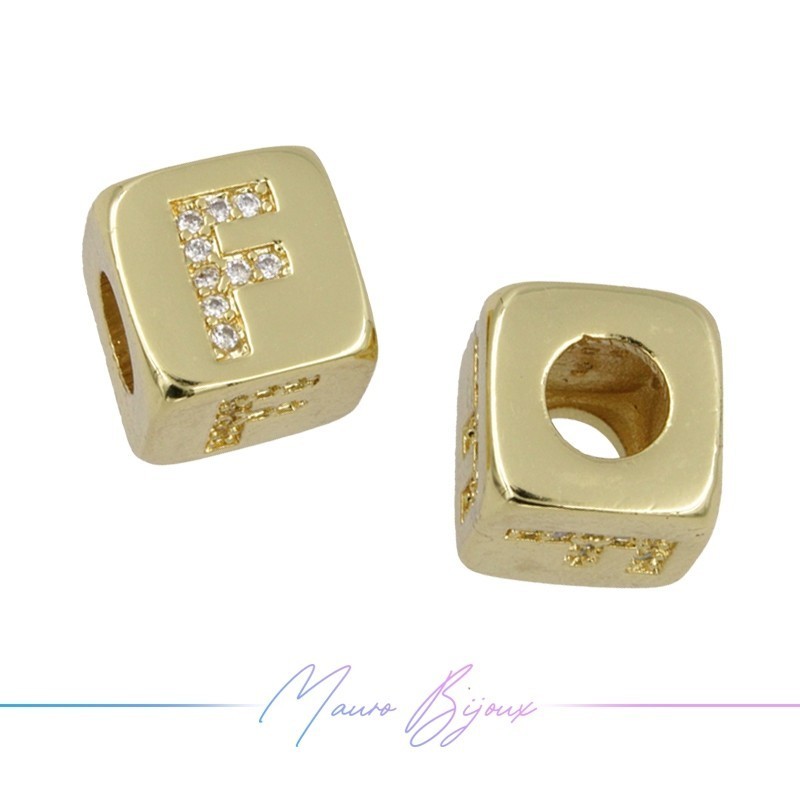 Letters F Washers in Brass with Strass Gold