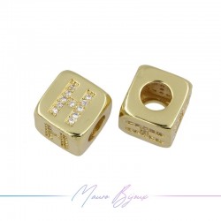 Letters H Washers in Brass with Strass Gold