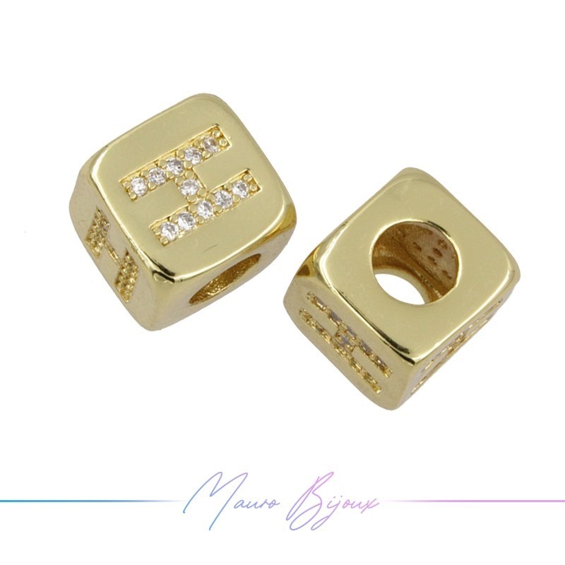 Letterine H Passanti in Ottone con Strass Dorato