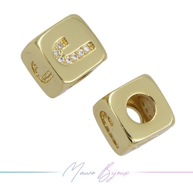 Letters J Washers in Brass with Strass Gold