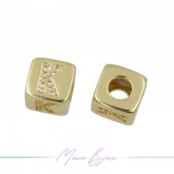 Letters K Washers in Brass with Strass Gold