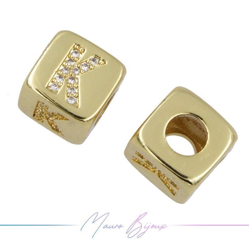 Letters K Washers in Brass with Strass Gold