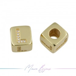 Letterine L Passanti in Ottone con Strass Dorato