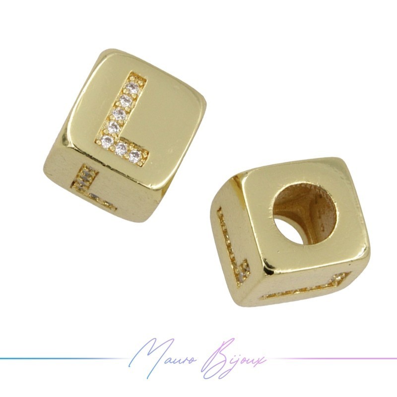 Letters L Washers in Brass with Strass Gold